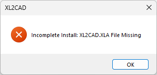 XL2CAD.xla File Missing